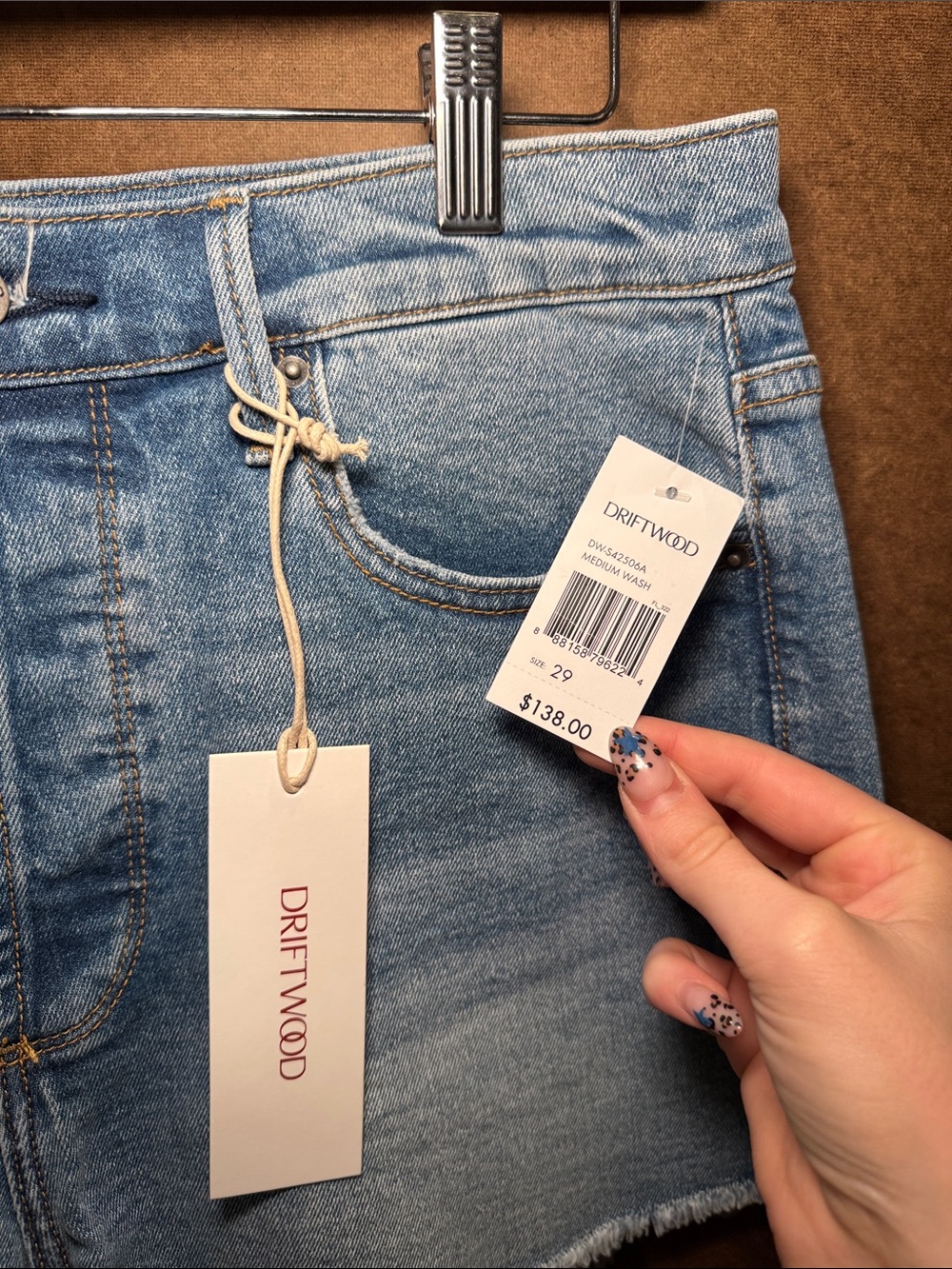 Women's Light Blue Denim Shorts with Embroidered Sunburst Pockets - Picture 4 of 4